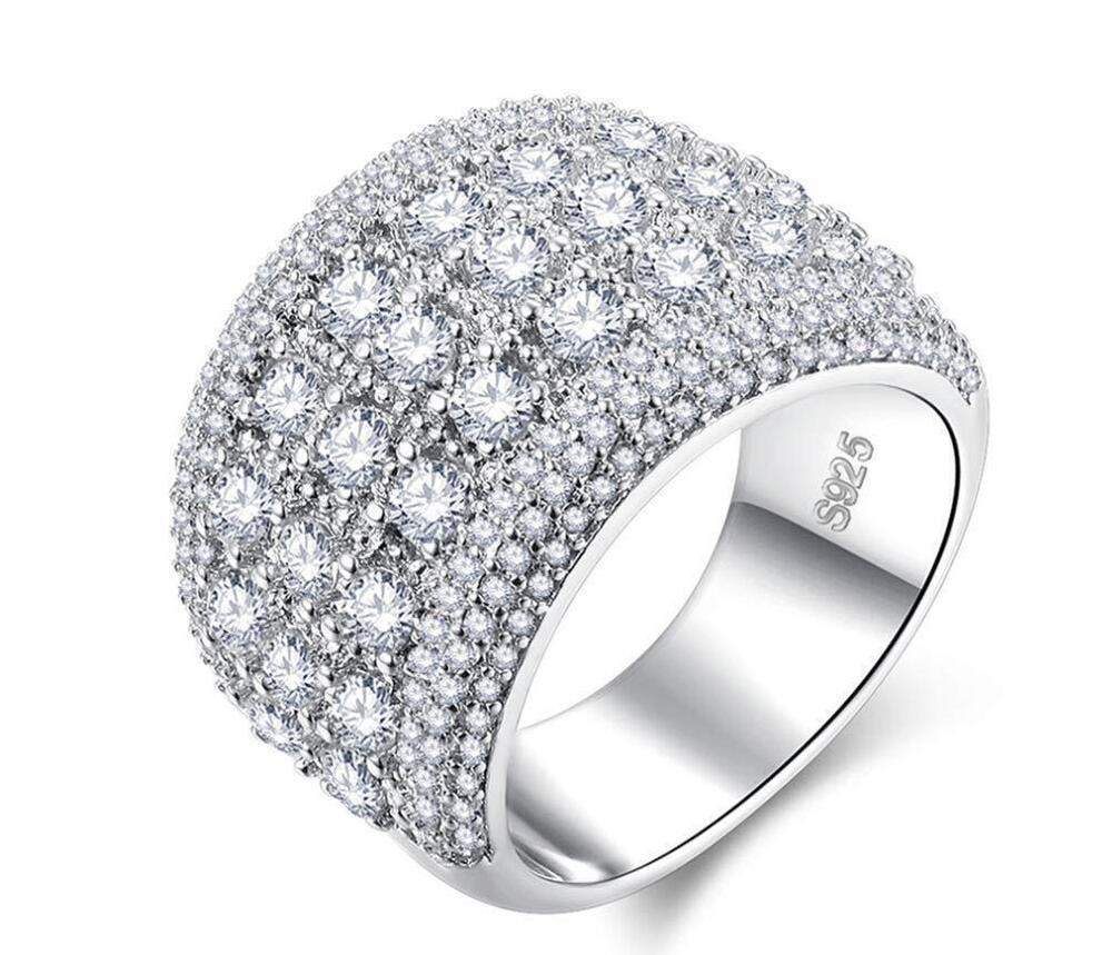 8774 Heart and Arrow Zircon Ring White Diamond Accent Dome Ring Cubic
